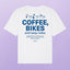 Weißes Oversized-T-Shirt mit blauem „Coffee, Bikes and easy rides“-Print