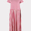 Danebasic Kroeyer Dress von Danefae in Soft Cherry und Light Beige, gestreift, T-Shirt-Ärmel, femininer Rock mit Weite