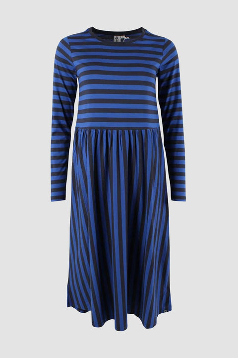 Gestreiftes Danefae Kleid mit langen Ärmeln in Blau