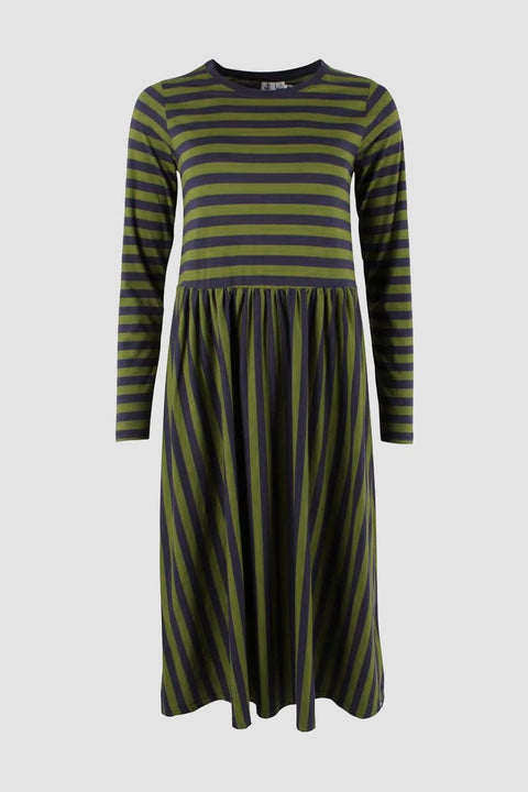 Gestreiftes Baumwollkleid von Danefae in Navy und Olive
