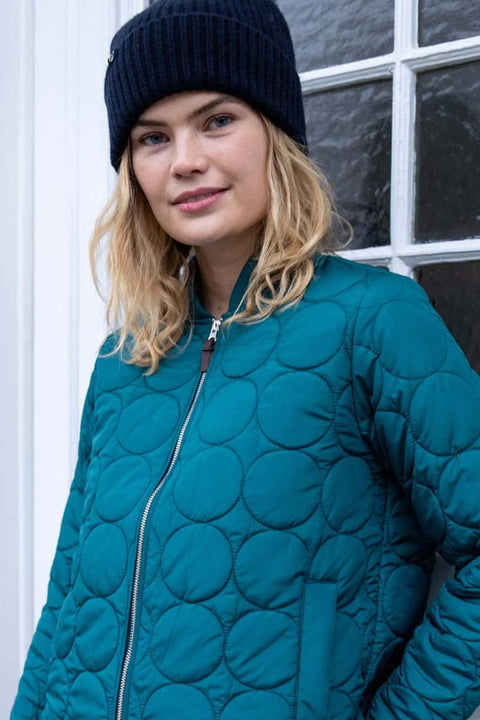 Danecando Thermo Jacket Danefae – Detailansicht Steppmuster und Rippbündchen, Petrol