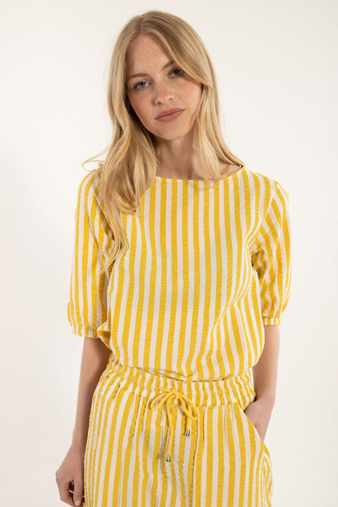 Gelb gestreiftes Damen-T-Shirt von Danefae