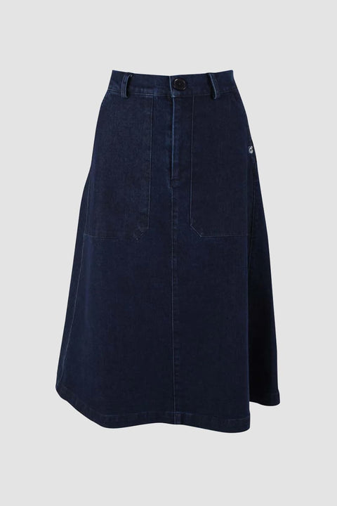 Langer Jeansrock mit Stretch von Danefæ in Blau
