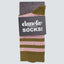 Daneraven Glitter Socks Danefae Quail Olive – Detailansicht schimmernder Glitzereffekt auf Altrosa-Olivgrün-Streifen