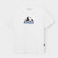 T-Shirt Stockholm Monday Crash White von Dedicated, Regular Fit, weißes Bio-Shirt mit Monday Crash Grafik auf der Brust