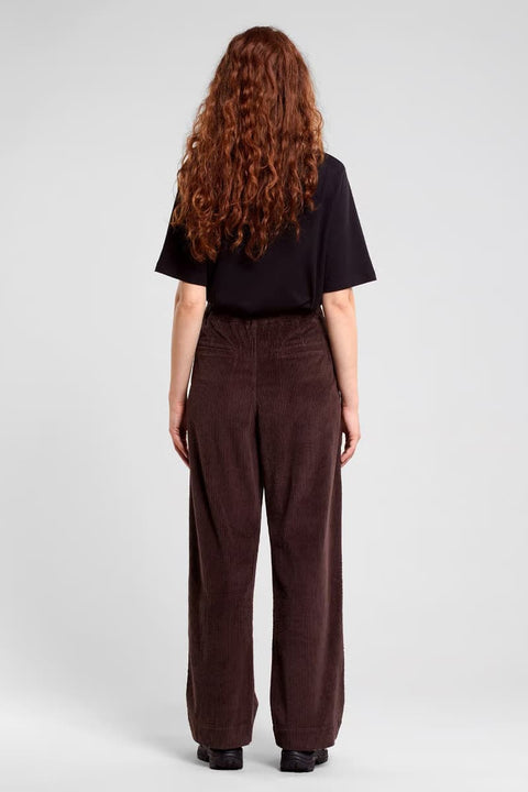 Nachhaltige Damenhose aus elastischem Cord in Braun