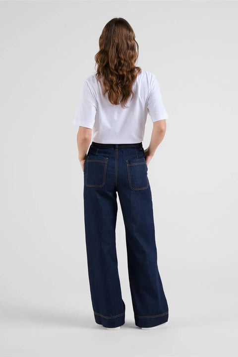 Nachhaltige Damenhose mit weitem Bein und High-Waist-Passform