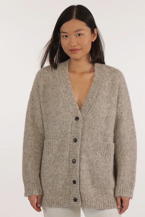 Derya Strickjacke aus Babyalpaka in Hellgrau