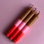 Dip Dye Candle Set of 3 in Brown Neon Pink and Red Made from Stearin