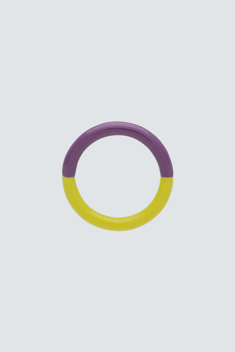 Double Color Ring Wild Lime/Purple Harvest von LULU Copenhagen, handbemalter Emaille-Ring, Limettengrün und Pflaume auf recyceltem Messing
