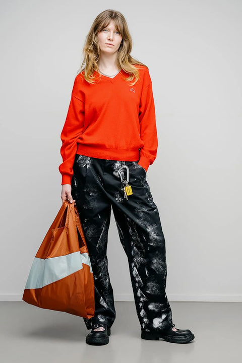 Große faltbare Einkaufstasche Zimt Hellblau Ripstop Nylon