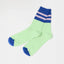 Emil Socks Apple Green von Suite13Lab in Hellgrün und Blau, Mid-calf gerippt