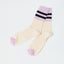 Emil Socks Ecru von Suite13Lab in Creme und Hell-Lila, Mid-calf gerippt
