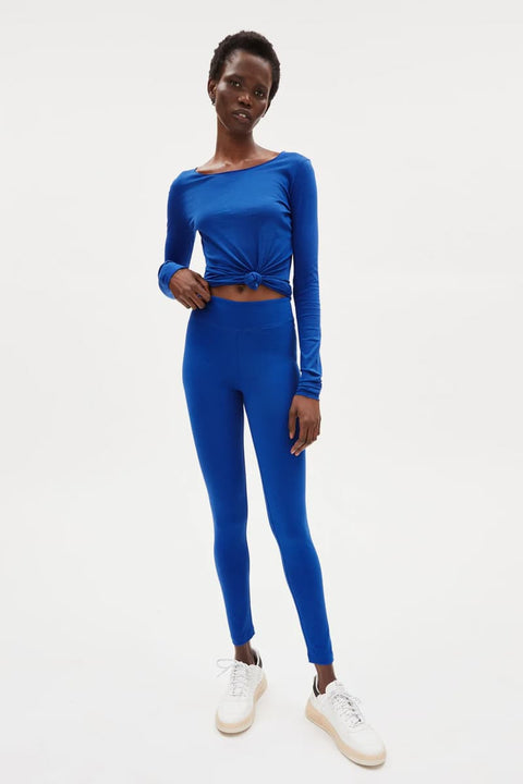Neonblaue Bio-Baumwollleggings mit Skinny Leg