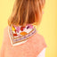 Foulard Bébé Enfant Pomelo Lilas von Maison Augustin, 50 x 50 cm, 100% Baumwolle, handgefertigter Block-Print mit Blumen- und Fruchtmotiven