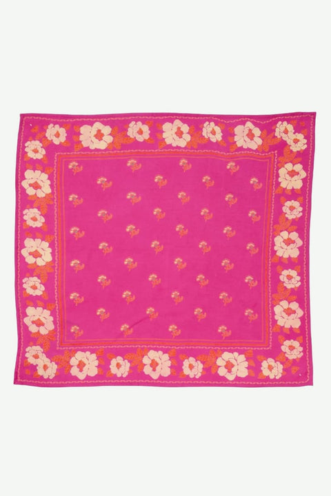 Pinkfarbener Baumwollschal mit floraler Musterung