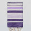 Fouta Oslo Blanc Crème Mauve et Lilas von Fouta du Sud, 100 x 200 cm, handgewebtes Baumwolltuch in Lila, Hell-Lila und Weiß gestreift