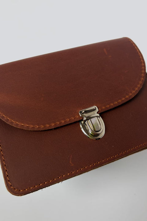 Kompaktes Portemonnaie aus Leder mit Retro-Design