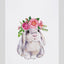 Miss Cotton Geschirrtuch Flower Bunny – weißes Bio-Baumwoll-Tuch mit Aquarell-Häschen und Blumenkranz, 50 x 70 cm