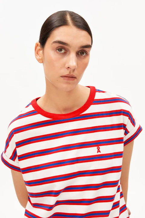 Gestreiftes Damen T-Shirt mit Loose Fit und Rundhalsausschnitt