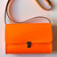 Große Crossbody Ledertasche Neonorange