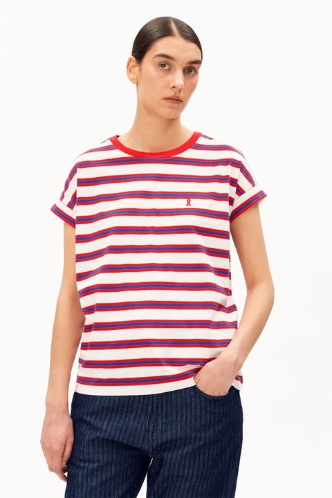 Locker geschnittenes T-Shirt für Damen mit Logo Stickerei