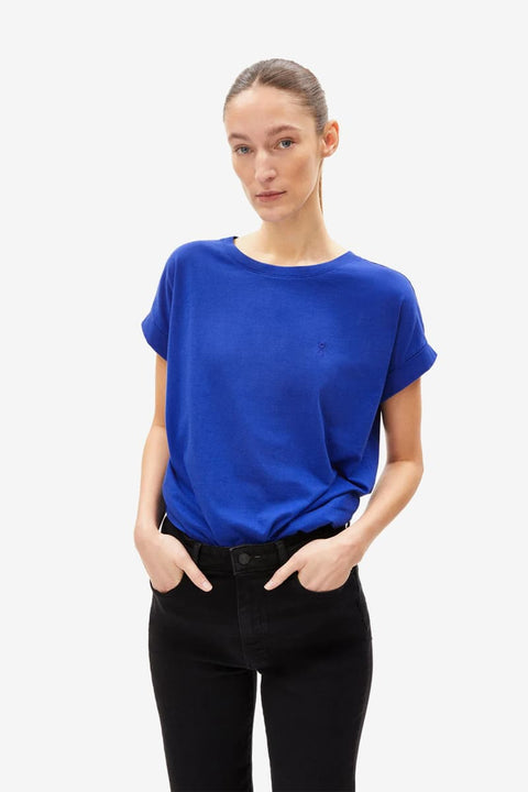 Blaues Damen T-Shirt aus Bio-Baumwolle mit Loose Fit