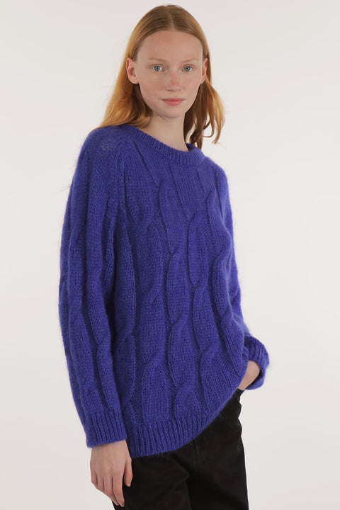 Blauer Damenpullover Iroise Blue aus Mohair und Merinowolle
