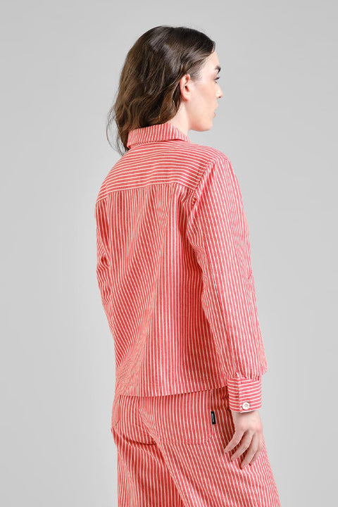 DEDICATED. Damen-Hemdjacke Stiby in Grenadine-Rot 