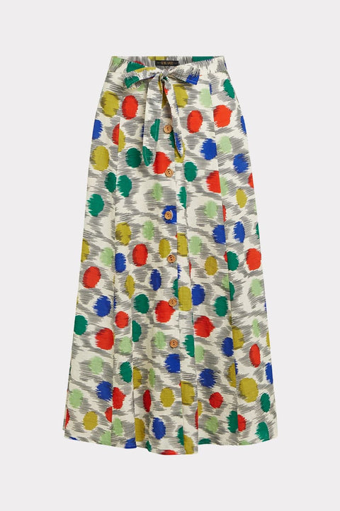 Judy Midi Skirt Walton von King Louie in Ice Cream, buntes geometrisches Muster, weit geschnitten, Midi-Länge