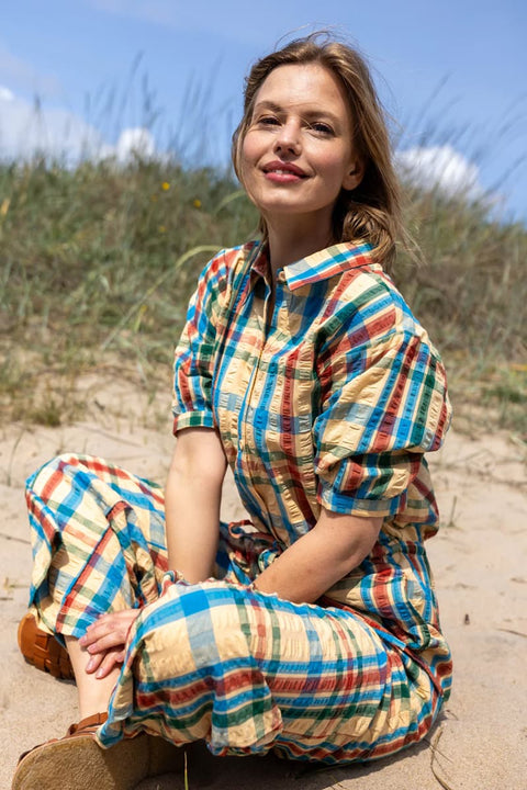 Seersucker Jumpsuit Danefruit mit weitem Bein