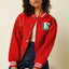 Rote Varsity Jacke mit Baseballkragen