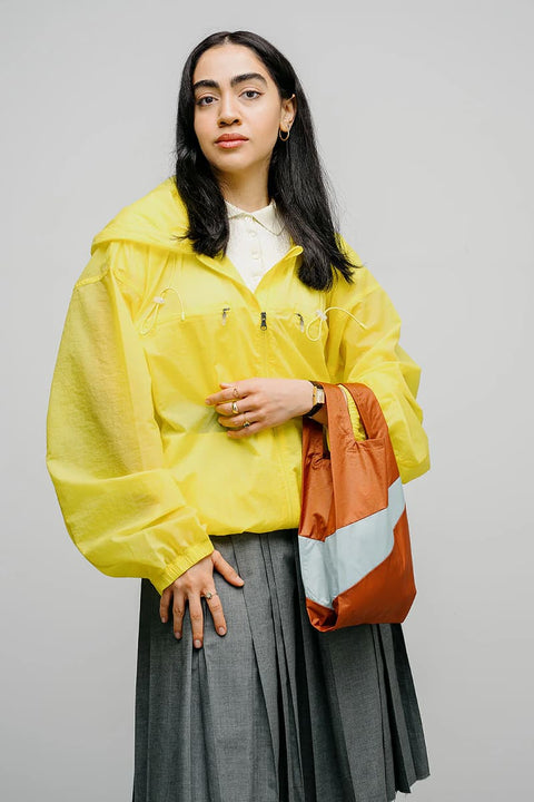 Kleine faltbare Einkaufstasche hellblau zimt Ripstop Nylon