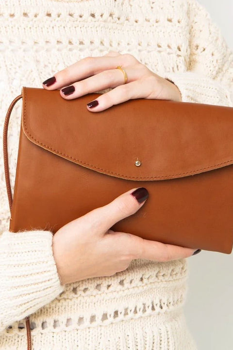 Kompakte Clutch aus zertifiziertem Leder für Damen