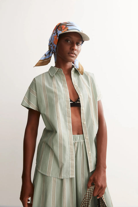 Bio-Baumwollbluse für Damen in gestreiftem Design