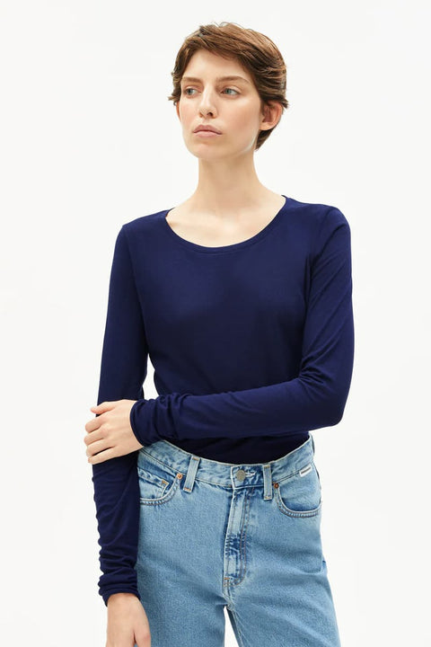 ARMEDANGELS Einiaara Soft Longsleeve in Dunkelblau