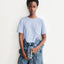 Lualaa T-Shirt in Soft Blue von ARMEDANGELS, Model in Frontalansicht mit Jeans kombiniert