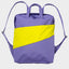"The New Backpack" von Susan Bijl - Lila Rucksack mit gelbem Streifen