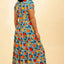 Molly Dress in Oranges Pretty Vacant, Detailansicht durchgehende Knopfleiste und kurze Ärmel, 100 % Organic Cotton