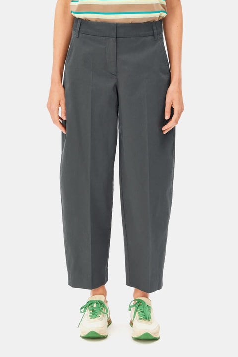 Graue Barrel Leg Hose aus Bio-Baumwolle mit Twillstruktur