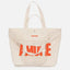 Bag AMORE 2.0 NAVUCKO – Detailansicht AMORE-Motiv auf Canvas-Stoff und Henkeldetail