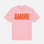 Damen T-Shirt AMORE von NAVUCKO in Pink, AMORE-Design in Orange, normale Passform, 100% Bio-Baumwolle Fairtrade