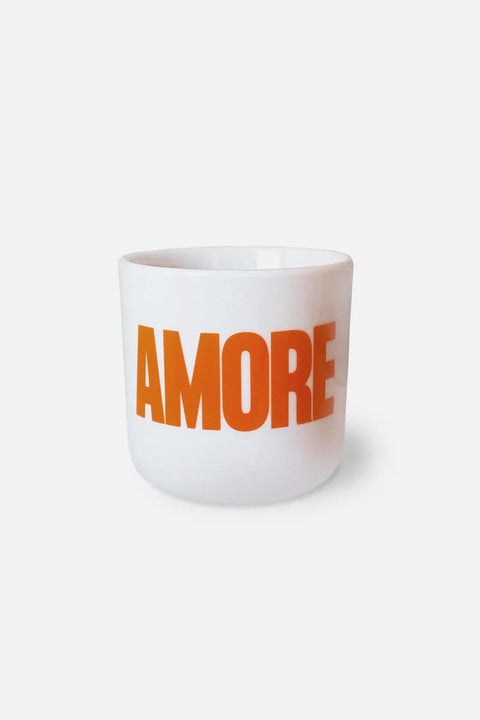 Porzellanbecher AMORE von NAVUCKO, henkellos, weißes Porzellan mit Siebdruck-Motiv AMORE, 250 ml