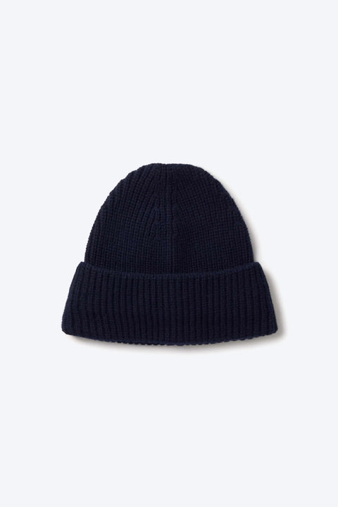 Thinking Mu Ruby Beanie in Navy – Frontansicht, schlichte Farbgebung, Einheitsgröße