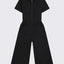 Black Jumpsuit in Regenerative Cotton with Wide Leg
