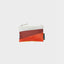 The New Pouch Multi Oxyde Small von Susan Bijl, Vorderseite, diagonale Farbflächen in Cremeweiß, Dunkelrot und Orange, weißer YKK-Reißverschluss