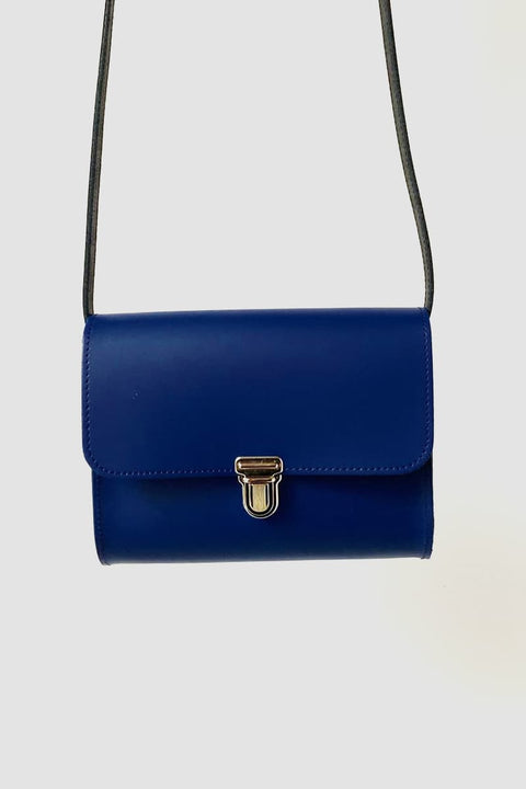 Brottasche aus Naturleder in Blau von Papoutsi