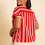Sheena Top Pretty Vacant – Detailansicht Blockstreifen-Muster in Rot und Pink