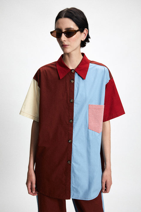 Rita Row NASA Patch Shirt - Oversized Fit, Colorblock-Design