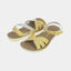 Boardwalk Sandale Salt-Water Sandals Butter Yellow – Detailansicht Frontschnalle und cremiges Buttergelb-Leder